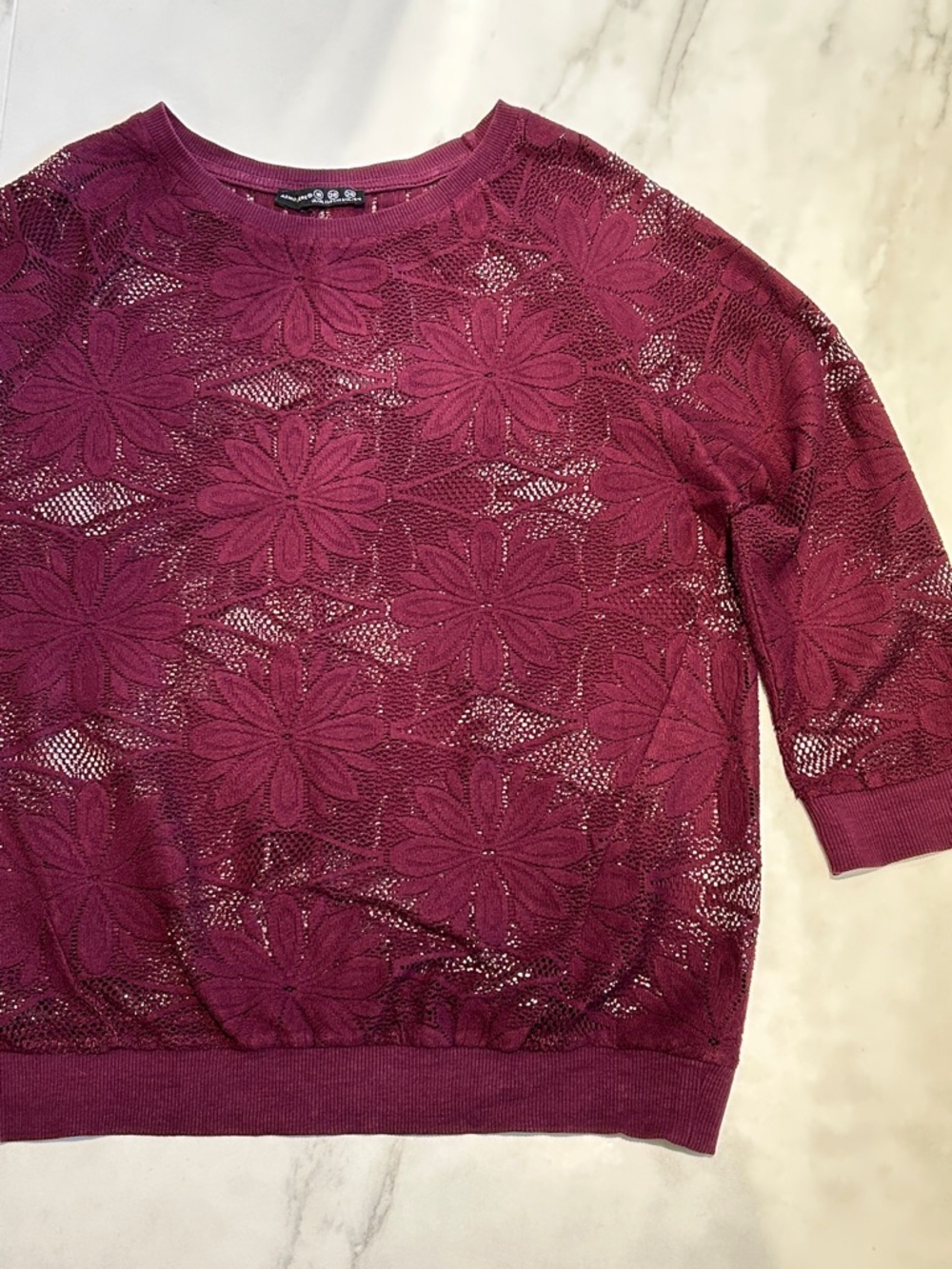 Plum Floral Openwork Lace Layer